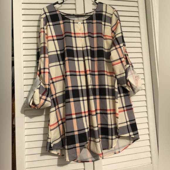 New Plaid plus size blouse - Picture 1 of 12